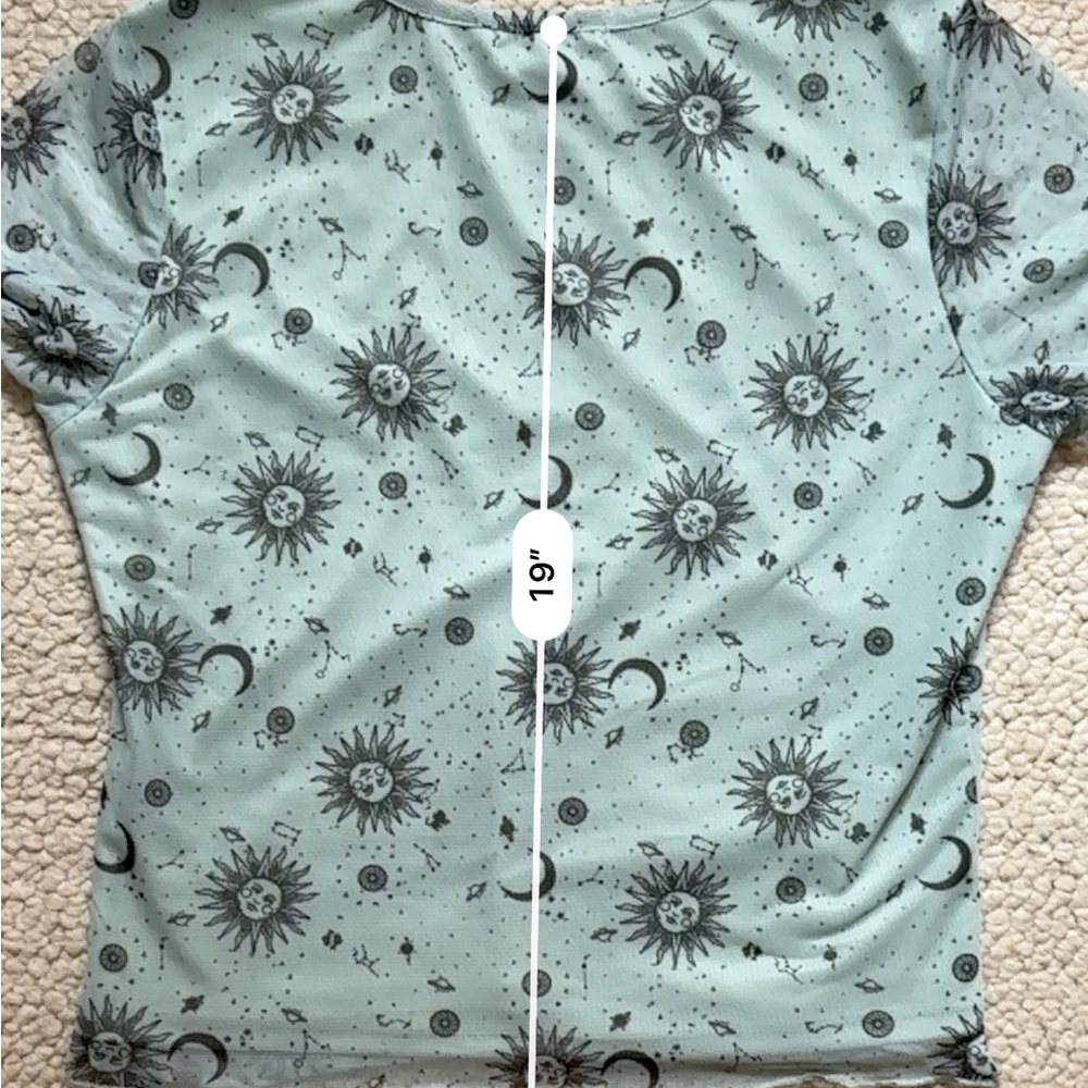 Harper & Ivy Sheer Mesh Short Sleeve Top T-Shirt Juniors sz L Celestial Y2K - Picture 12 of 13
